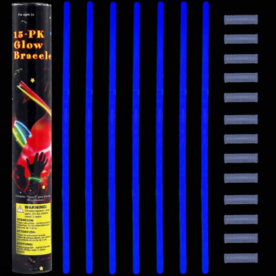 Glow stick βραχιόλι μπλέ (15 τεμ.) 5 Χ 200mm