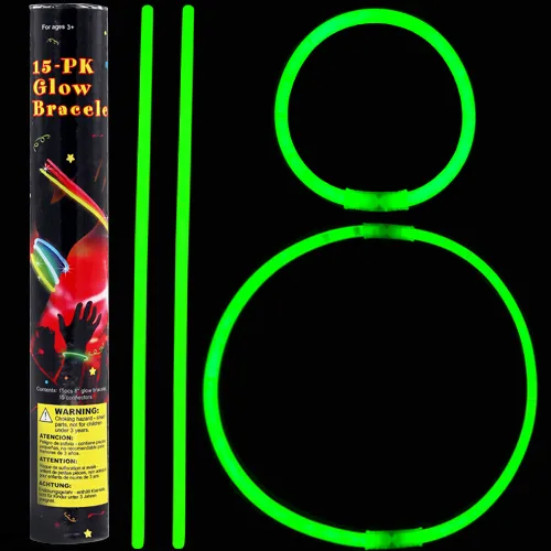 Glow stick βραχιόλι πράσινο (15 τεμ.) 5 Χ 200mm