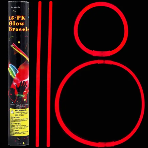 Glow stick βραχιόλι κόκκινο (15 τεμ.) 5 Χ 200mm