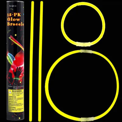Glow stick βραχιόλι κίτρινο (15 τεμ.) 5 Χ 200mm
